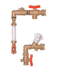 GE553-SE - Doplňková sestava pro měření spotřeby tepla k rozdělovačům R553, kulový kohout s M10 otvorem, filtrem, zónovým a vyvažovacím ventilem.