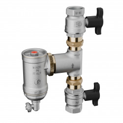 R146CKX016, R146CKX017 - odstředivý odkalovač s magnetickou vložkou, vypouštěním, odvzdušněním a 2 ks kulových kohoutů R734T