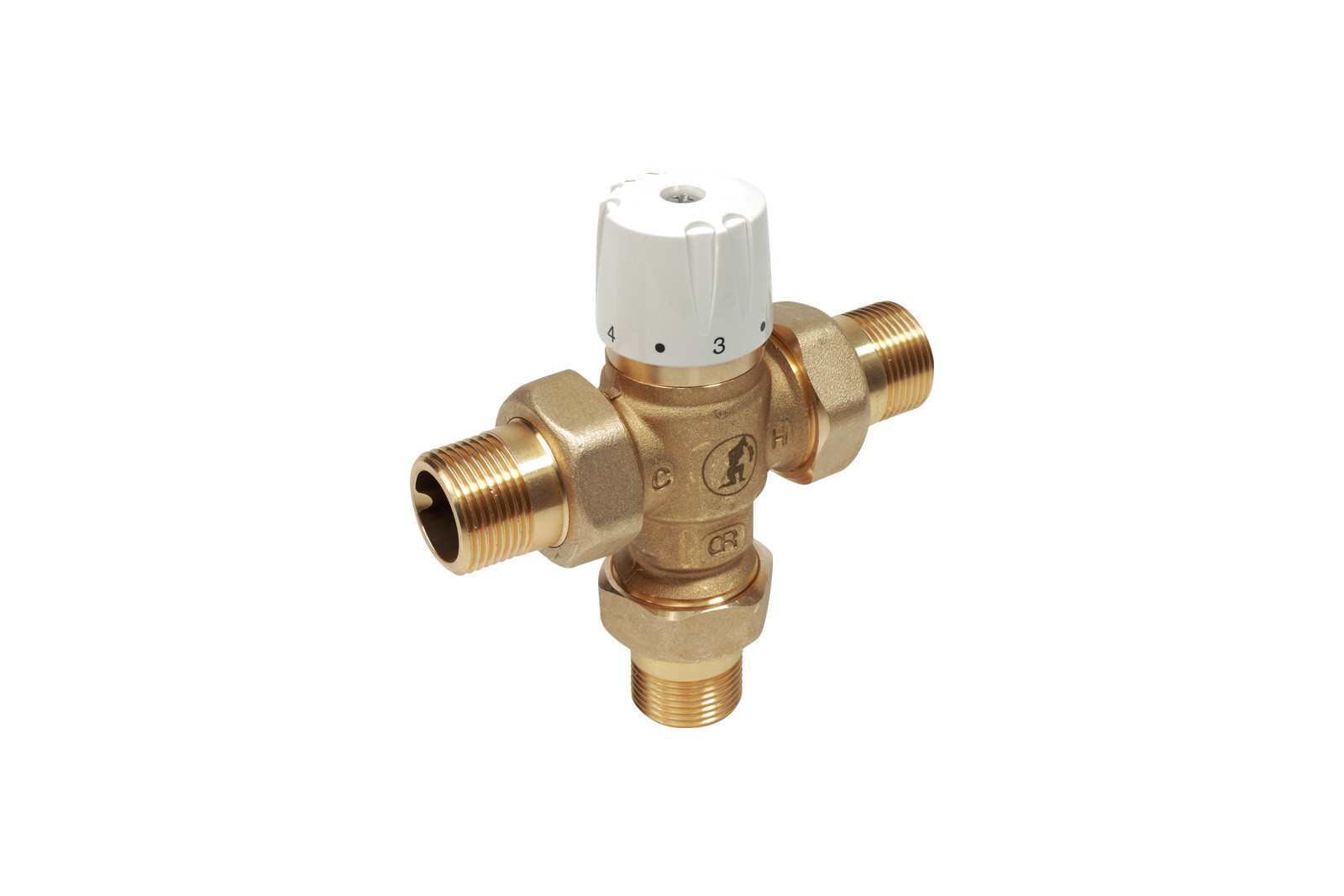 R156Y224 - směšovací termostatický ventil se šroubeními pro rozvody sanity s havarijní funkcí při výpadku dodávky studené vody